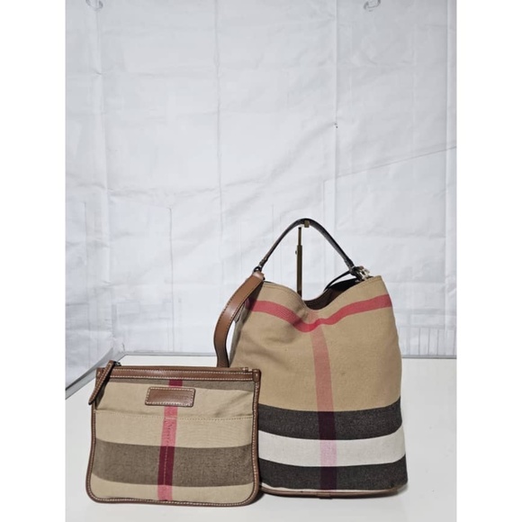 Authentic Burberry Ashby House Checked Hobo Bag & Pochette - Picture 9 of 16